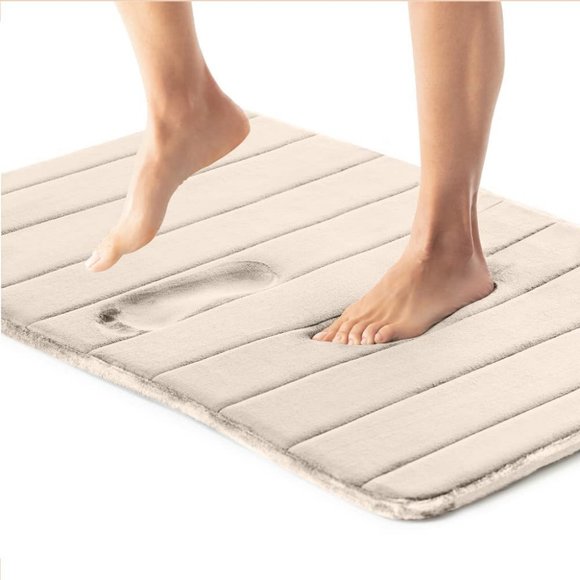 Gorilla Grip Memory Foam Bath Rug, Thick Soft Striped Bathroom Mat - Picture 1 of 4